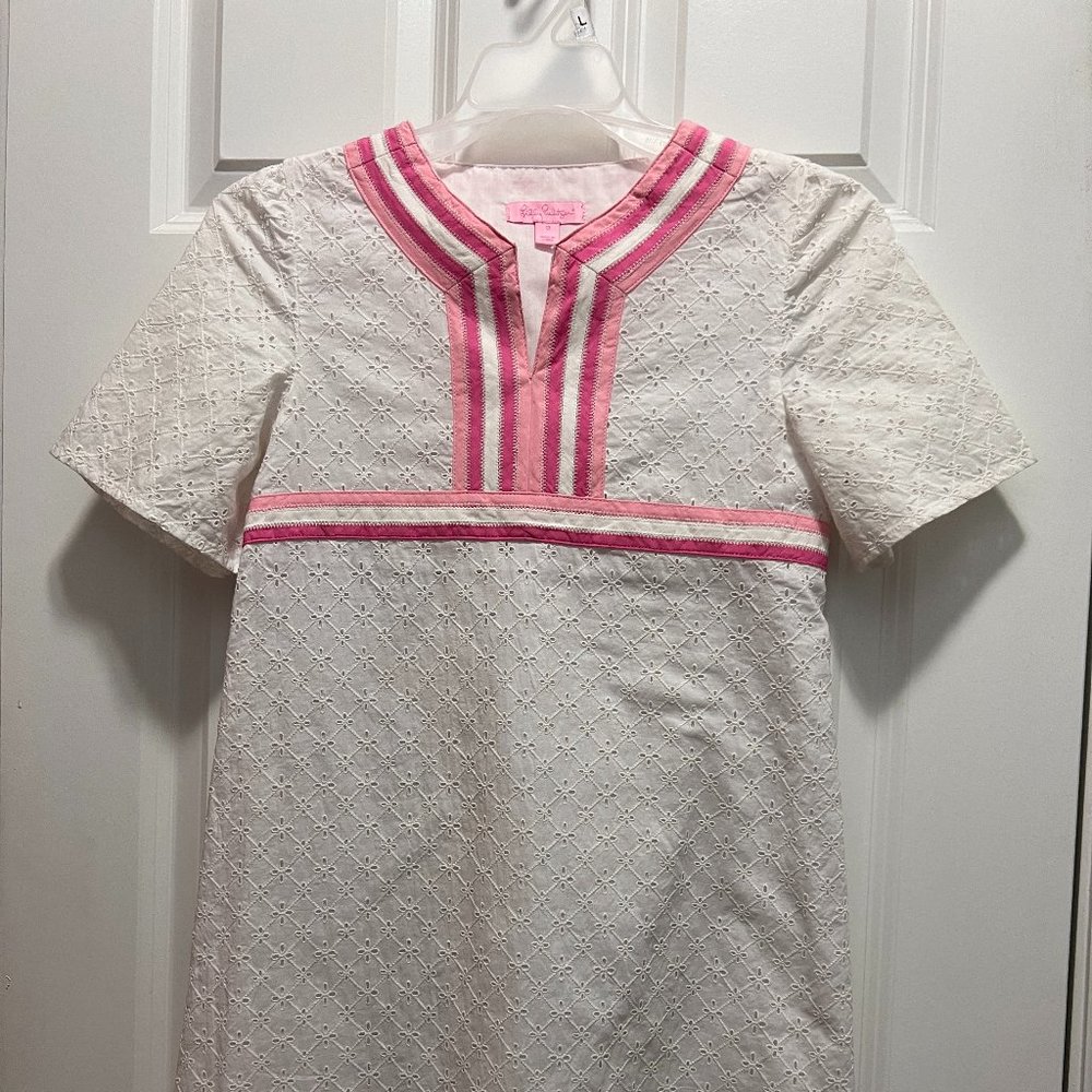 Lilly Pulitzer size 12 dress white with pink strip